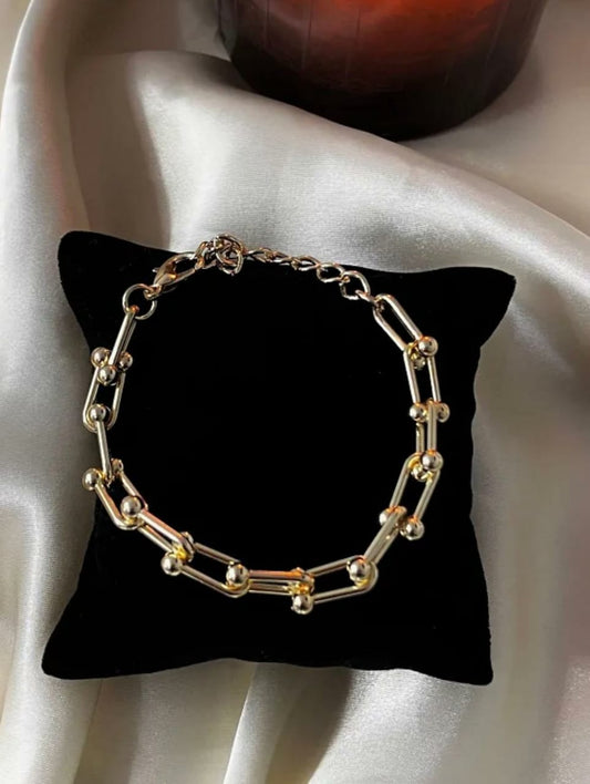 FOXANRY STERLING GOLDEN AND SLIVER CHAIN BRACELET